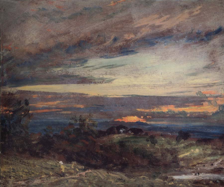 John Constable Hampstead Heath,sun setting over Harrow 12 September 1821